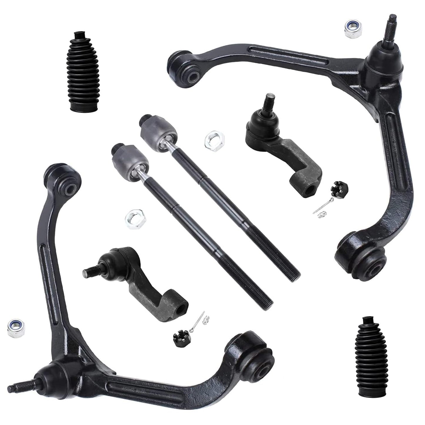 Detroit Axle - 8pc Front End Suspension Kit for 2002-2005 Jeep Liberty 2003 2004, 2 Upper Control Arms w/Ball Joints 4 Outer Inn